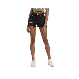 LEVI'S WOMEN'S 501 ORIGINAL SHORTS DESTRUCTED SIZE 31 BLACK WASH